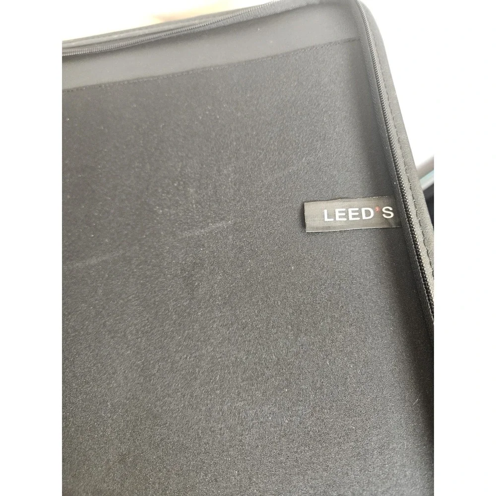 Leed's Black Zip Around Portfolio Padfolio Organizer Binder i2 Logo Business